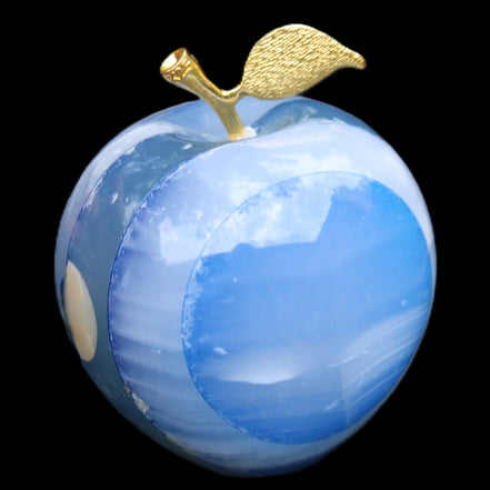 Afghan Jade Onyx hand-carved blue Apple 60*78mm 411g in sunlight  - Rocks and Things Store