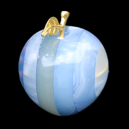Afghan Jade Onyx hand-carved blue Apple 60*78mm 411g in sunlight  - Rocks and Things Store