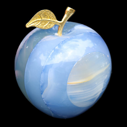 Afghan Jade Onyx hand-carved blue Apple 60*78mm 411g in sunlight  - Rocks and Things Store