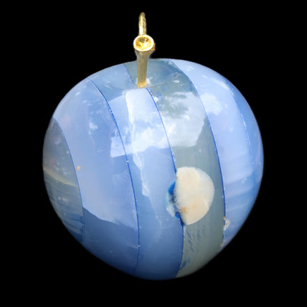 Afghan Jade Onyx hand-carved blue Apple 60*78mm 411g in sunlight  - Rocks and Things Store