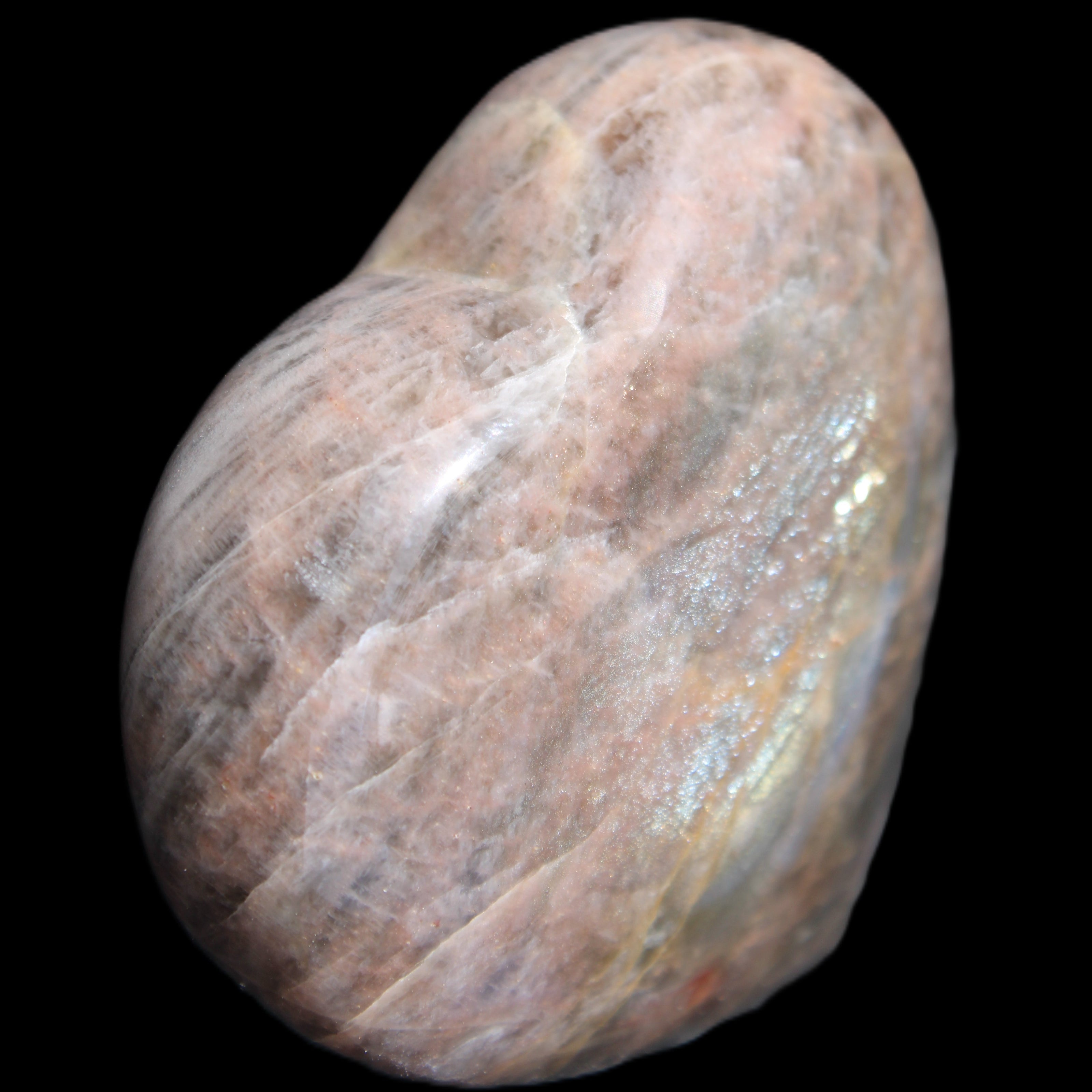 Black Moonstone heart 132g in sunlight - Rocks and Things Store