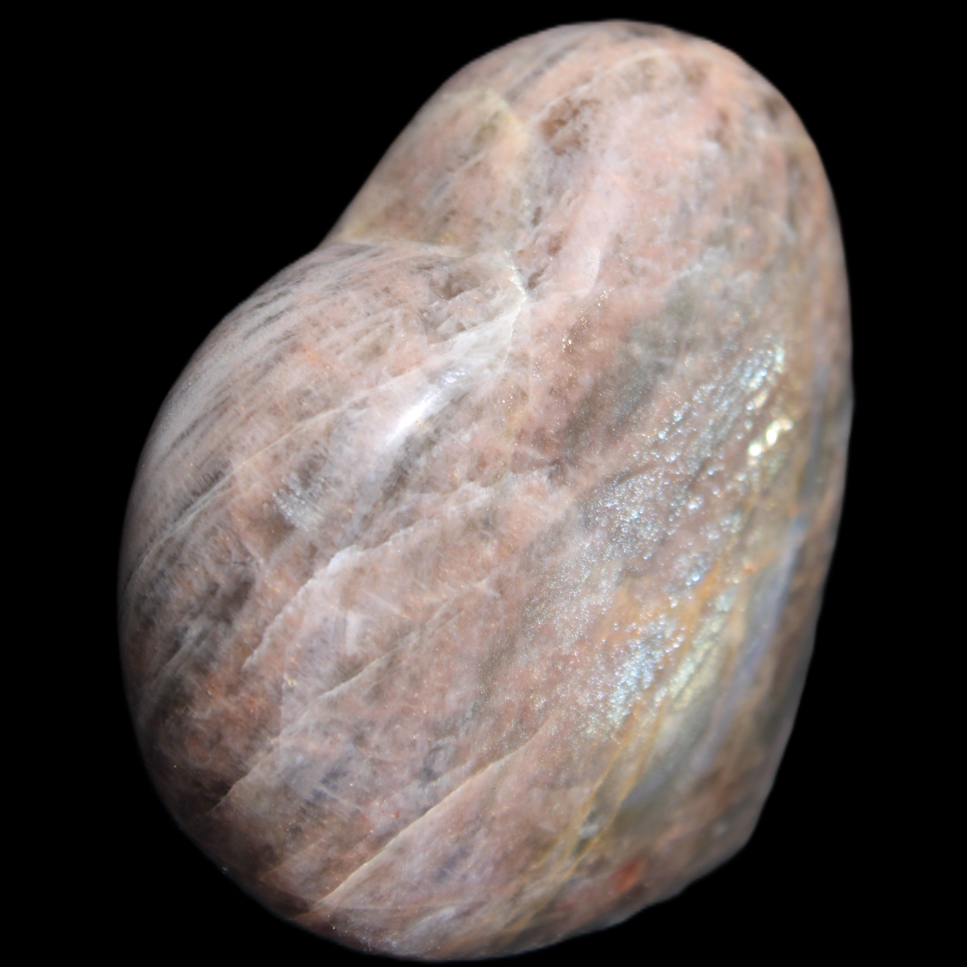 Black Moonstone heart 132g in sunlight - Rocks and Things Store