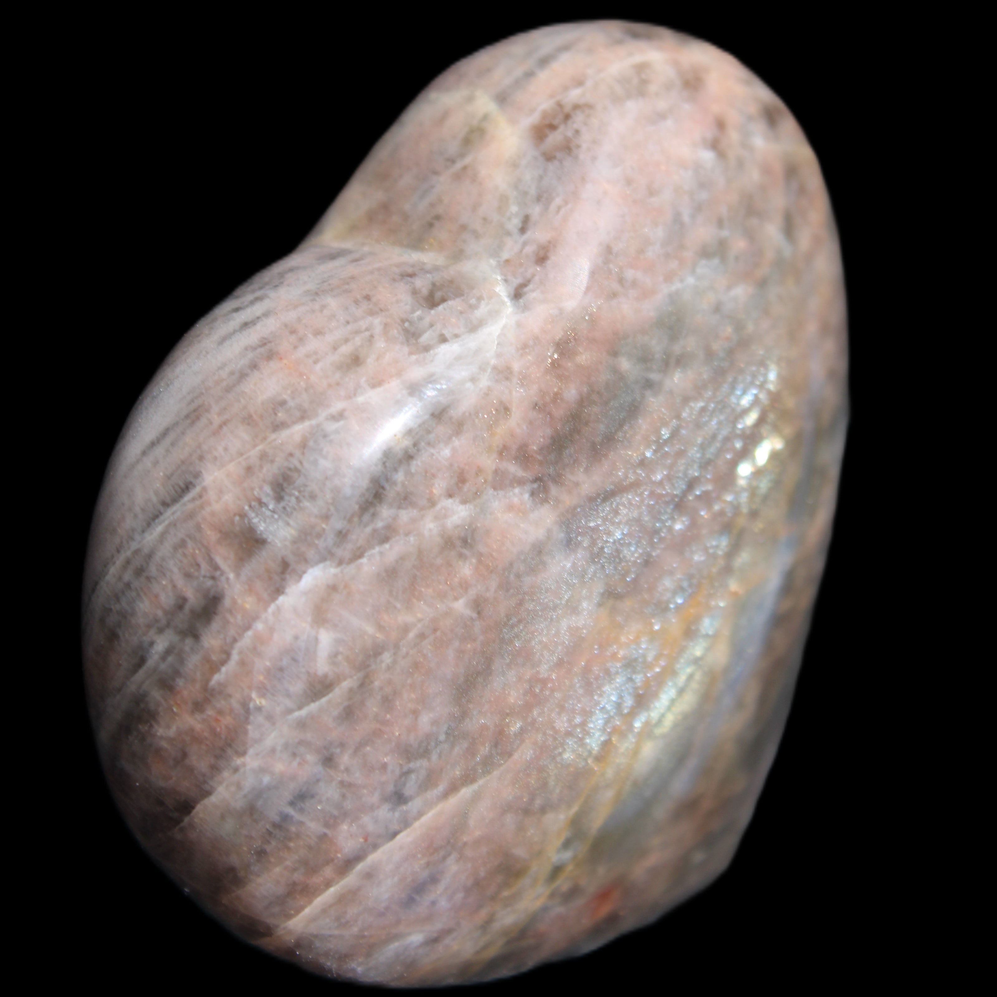 Black Moonstone heart 132g in sunlight - Rocks and Things Store