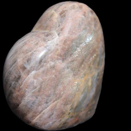 Black Moonstone heart 132g in sunlight - Rocks and Things Store