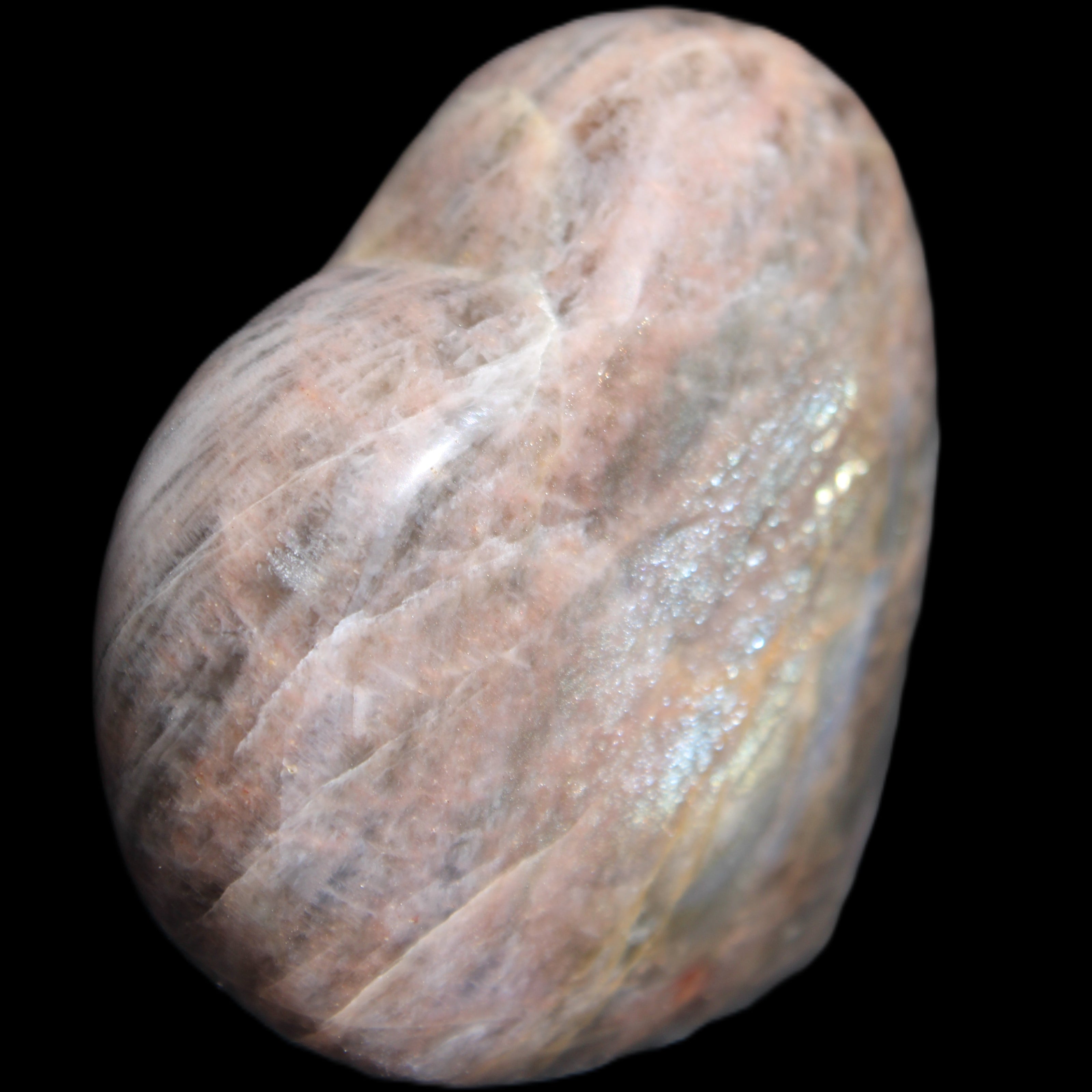 Black Moonstone heart 132g in sunlight - Rocks and Things Store