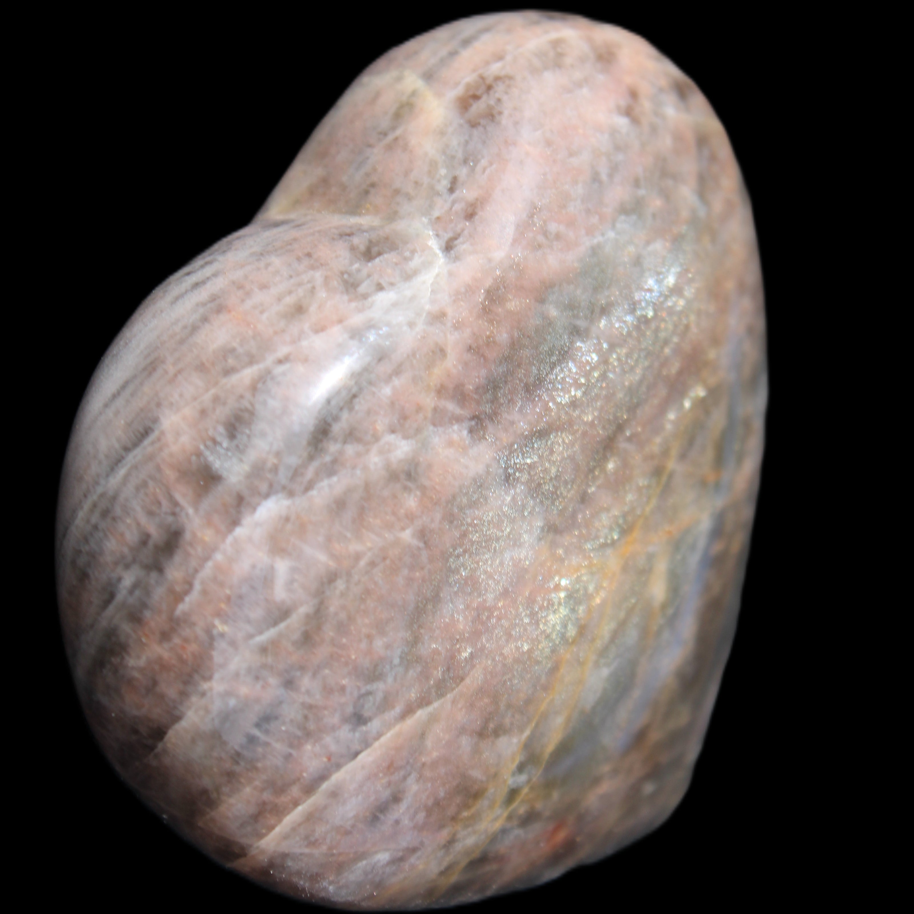 Black Moonstone heart 132g in sunlight - Rocks and Things Store