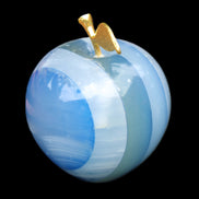 Afghan Jade Onyx hand-carved blue Apple 60*78mm 411g in sunlight  - Rocks and Things Store