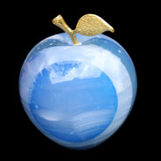 Afghan Jade Onyx hand-carved blue Apple 60*78mm 411g in sunlight  - Rocks and Things Store