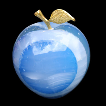 Afghan Jade Onyx hand-carved blue Apple 60*78mm 411g in sunlight  - Rocks and Things Store