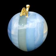 Afghan Jade Onyx hand-carved blue Apple 60*78mm 411g in sunlight  - Rocks and Things Store