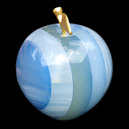 Afghan Jade Onyx hand-carved blue Apple 60*78mm 411g in sunlight  - Rocks and Things Store