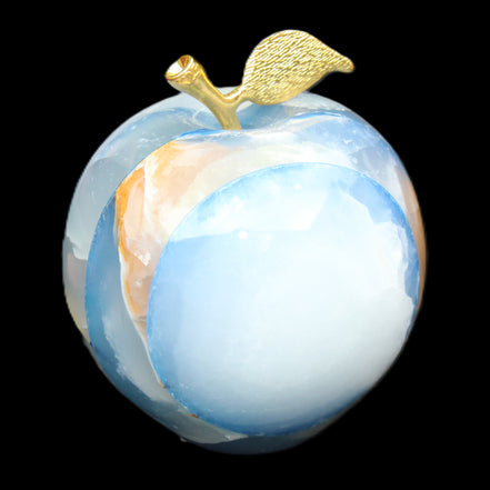 Afghan Jade Onyx hand-carved blue Apple 60*70mm 403g in sunlight - Rocks and Things Store