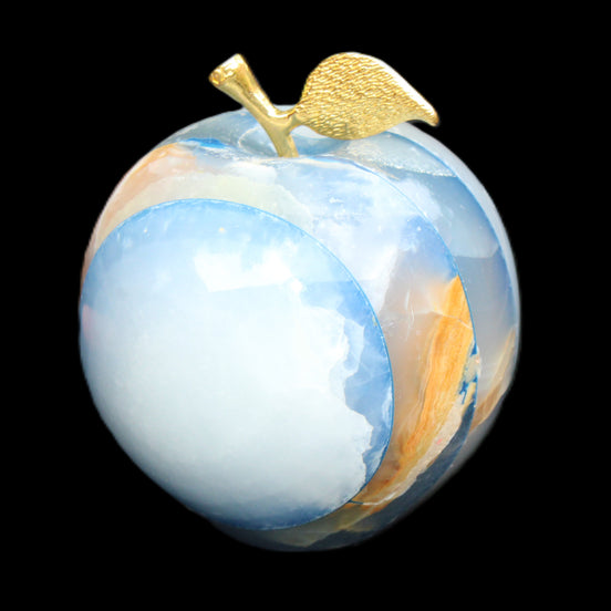 Afghan Jade Onyx hand-carved blue Apple 60*70mm 403g in sunlight - Rocks and Things Store