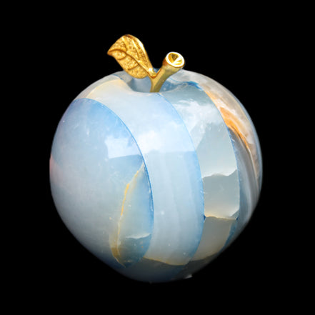 Afghan Jade Onyx hand-carved blue Apple 60*70mm 403g in sunlight - Rocks and Things Store