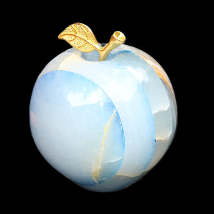 Afghan Jade Onyx hand-carved blue Apple 60*70mm 403g in sunlight - Rocks and Things Store