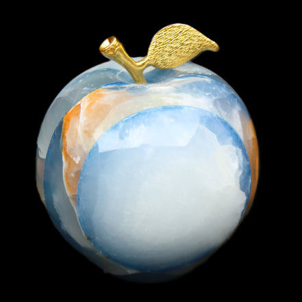 Afghan Jade Onyx hand-carved blue Apple 60*70mm 403g in sunlight - Rocks and Things Store