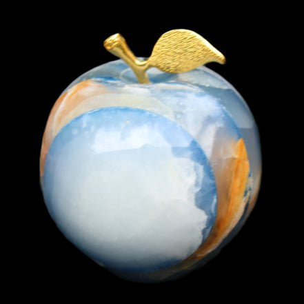 Afghan Jade Onyx hand-carved blue Apple 60*70mm 403g in sunlight - Rocks and Things Store