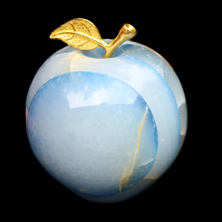 Afghan Jade Onyx hand-carved blue Apple 60*70mm 403g in sunlight - Rocks and Things Store