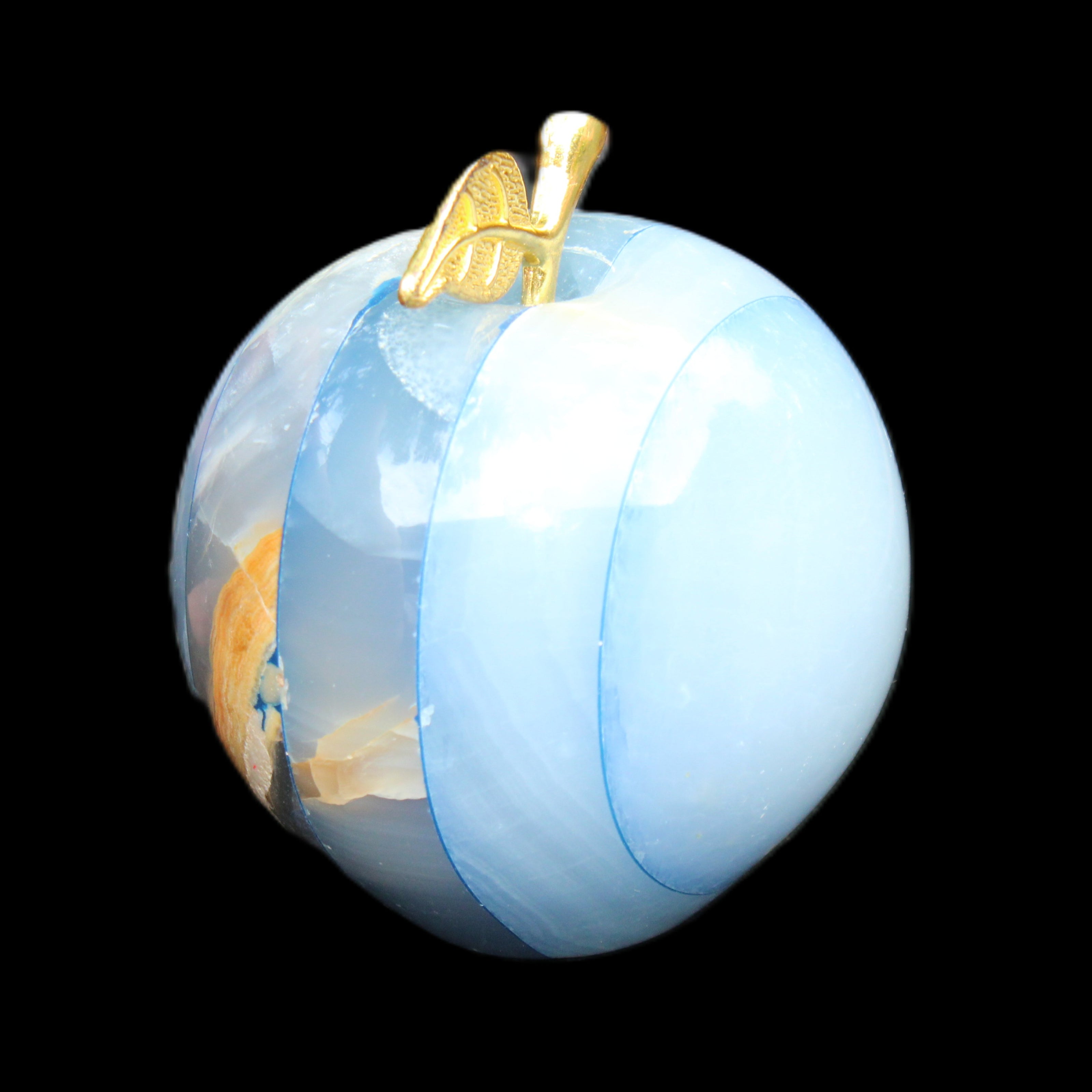 Afghan Jade Onyx hand-carved blue Apple 60*70mm 403g in sunlight - Rocks and Things Store