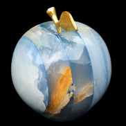 Afghan Jade Onyx hand-carved blue Apple 60*70mm 403g in sunlight - Rocks and Things Store