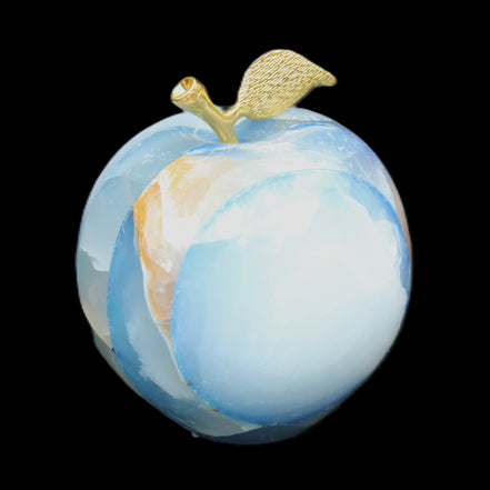 Afghan Jade Onyx hand-carved blue Apple 60*70mm 403g in sunlight - Rocks and Things Store