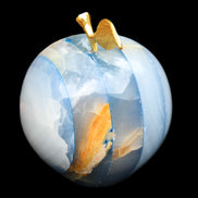 Afghan Jade Onyx hand-carved blue Apple 60*70mm 403g in sunlight - Rocks and Things Store