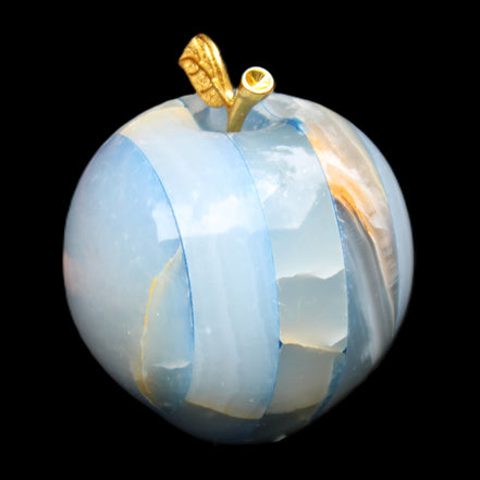 Afghan Jade Onyx hand-carved blue Apple 60*70mm 403g in sunlight - Rocks and Things Store