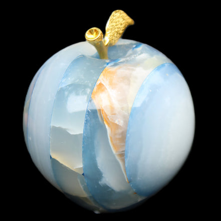 Afghan Jade Onyx hand-carved blue Apple 60*70mm 403g in sunlight - Rocks and Things Store