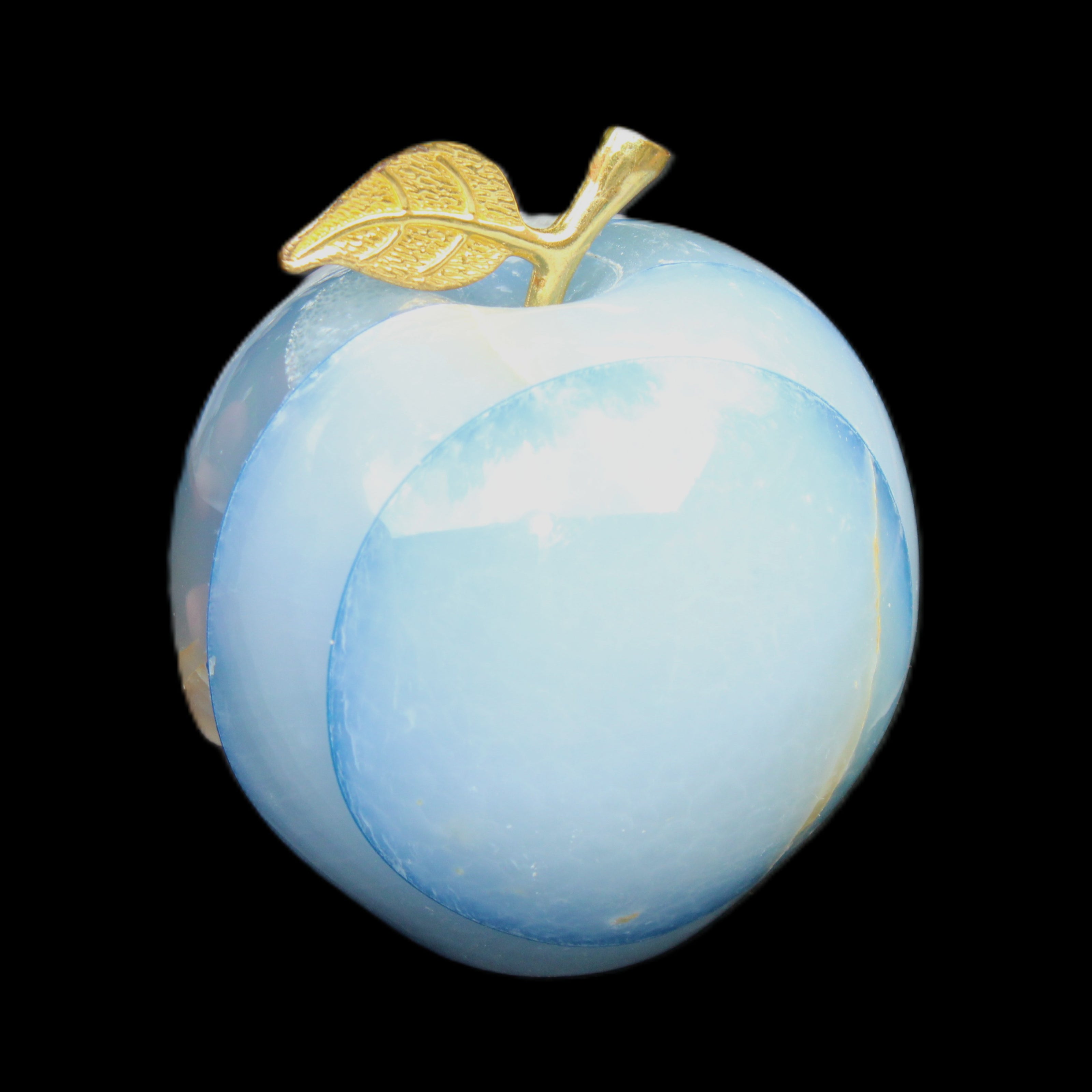 Afghan Jade Onyx hand-carved blue Apple 60*70mm 403g in sunlight - Rocks and Things Store