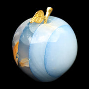 Afghan Jade Onyx hand-carved blue Apple 60*70mm 403g in sunlight - Rocks and Things Store