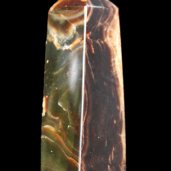 Chocolate Calcite obelisk 111*32mm 215g in UV light - Rocks and Things Store