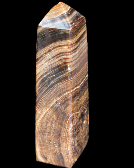 Chocolate Calcite obelisk 112*37mm 230g in UV light - Rocks and Things Store