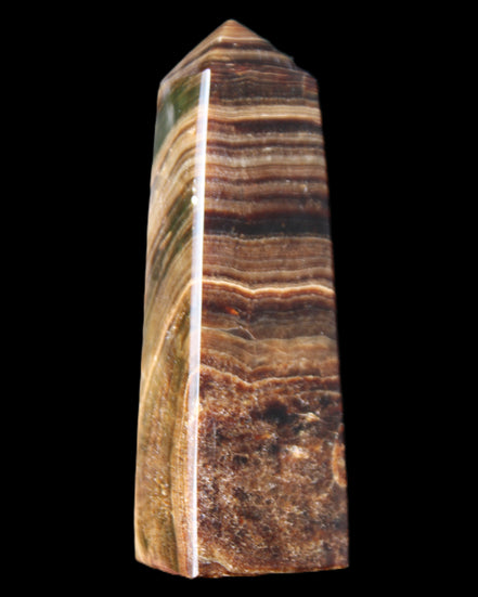 Chocolate Calcite obelisk 112*37mm 230g in UV light - Rocks and Things Store