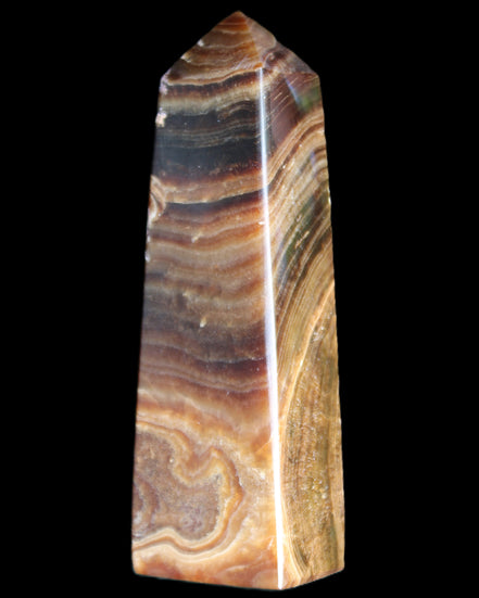 Chocolate Calcite obelisk 112*37mm 230g in UV light - Rocks and Things Store