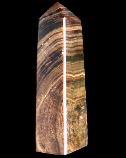 Chocolate Calcite obelisk 112*37mm 230g in UV light - Rocks and Things Store