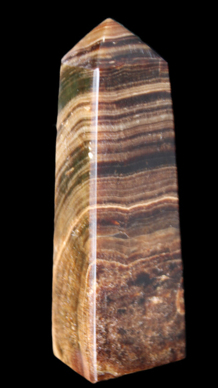Chocolate Calcite obelisk 112*37mm 230g in UV light - Rocks and Things Store