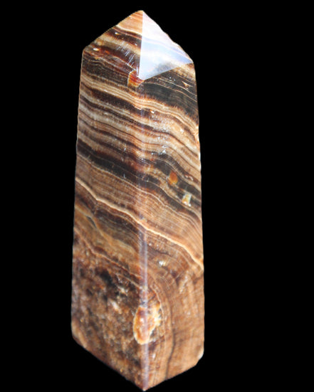 Chocolate Calcite obelisk 112*37mm 230g in UV light - Rocks and Things Store