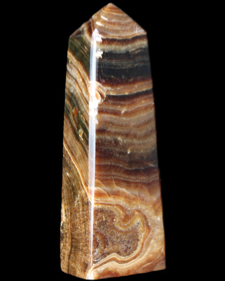 Chocolate Calcite obelisk 112*37mm 230g in UV light - Rocks and Things Store