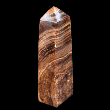 Chocolate Calcite obelisk 112*37mm 230g in UV light - Rocks and Things Store