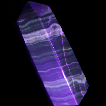 Chocolate Calcite obelisk 119*32mm 270g in UV light  - Rocks and Things Store