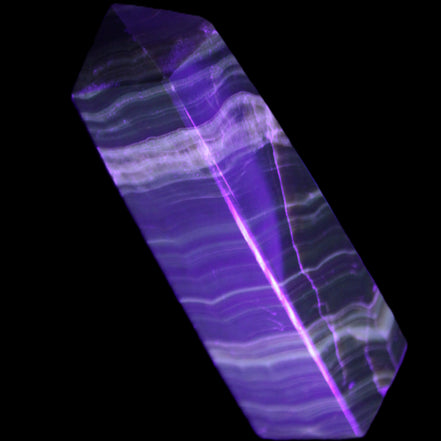 Chocolate Calcite obelisk 119*32mm 270g in UV light  - Rocks and Things Store