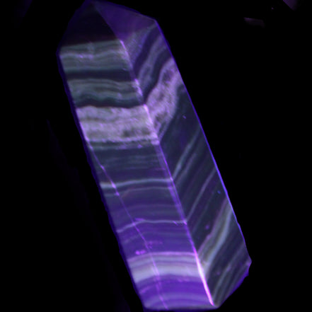 Chocolate Calcite obelisk 119*32mm 270g in UV light  - Rocks and Things Store