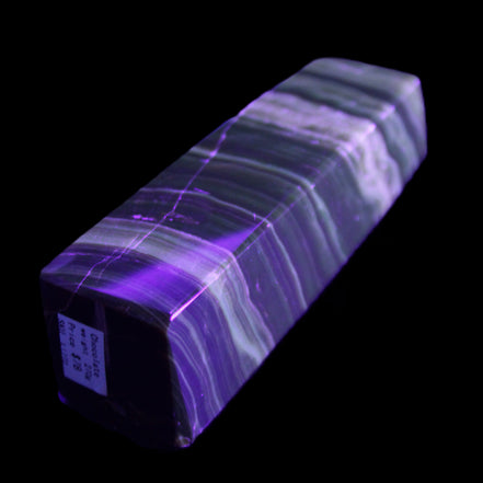 Chocolate Calcite obelisk 119*32mm 270g in UV light  - Rocks and Things Store