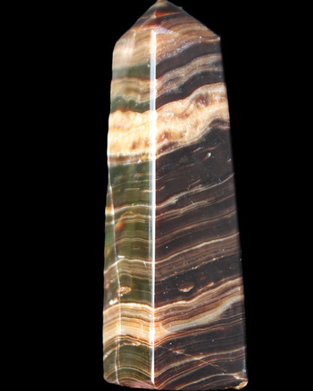 Chocolate Calcite obelisk 119*32mm 270g in UV light  - Rocks and Things Store