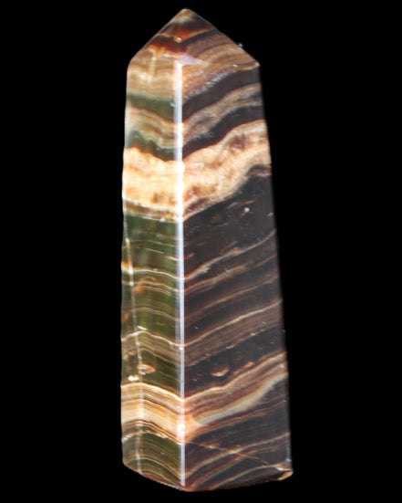 Chocolate Calcite obelisk 119*32mm 270g in UV light  - Rocks and Things Store