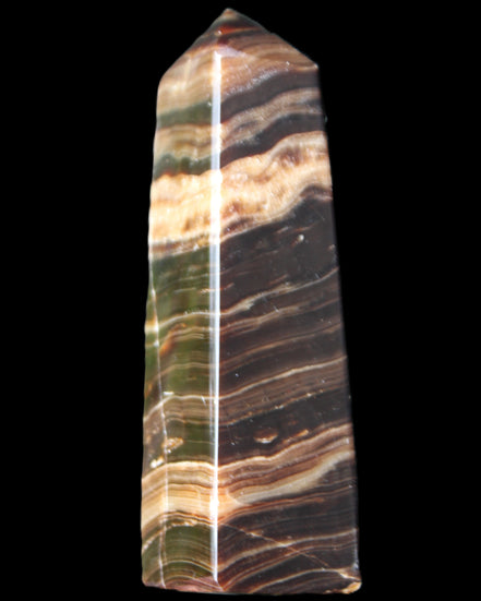 Chocolate Calcite obelisk 119*32mm 270g in UV light  - Rocks and Things Store