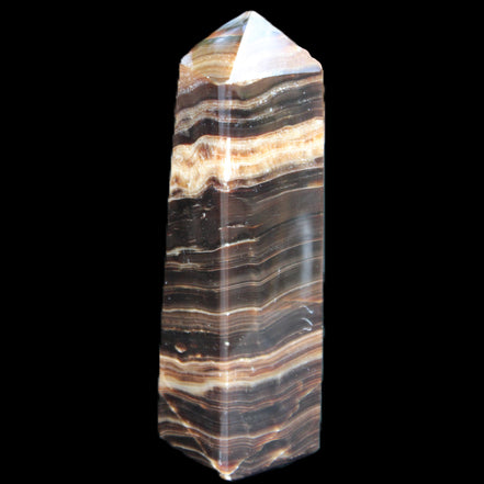 Chocolate Calcite obelisk 119*32mm 270g in UV light  - Rocks and Things Store