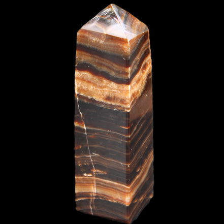 Chocolate Calcite obelisk 119*32mm 270g in UV light  - Rocks and Things Store