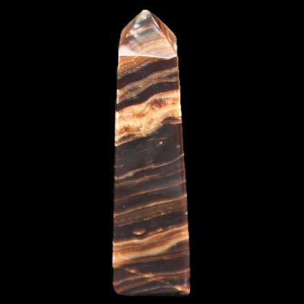 Chocolate Calcite obelisk 119*32mm 270g in UV light  - Rocks and Things Store