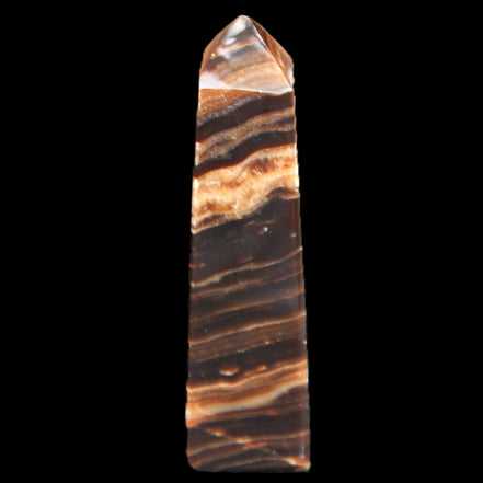 Chocolate Calcite obelisk 119*32mm 270g in UV light  - Rocks and Things Store